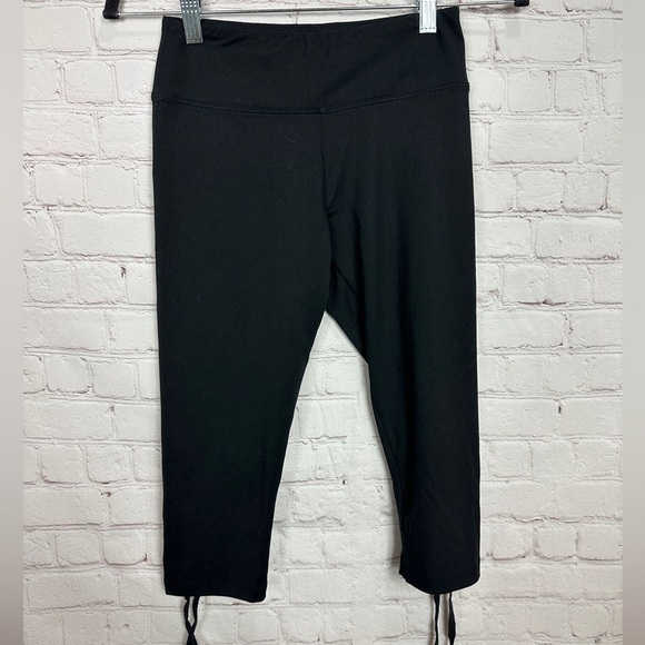 Balance Collection Crop Leggings back‎ cinch tie black knit, sz S - Picture 1 of 4